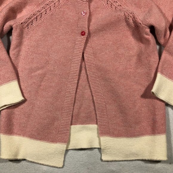 Cath Kids Sweater Girls 9-10 Years Lace Stitch Cardigan Wool Pink Ivory NEW $46 - Picture 3 of 9